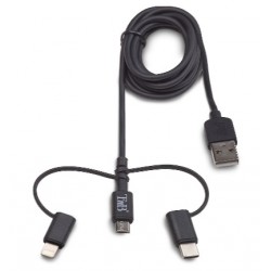 CABLE USB 3 EN 1 LIGHTNING + MICRO USB + USB C